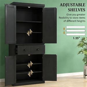 Credenza Nera per Utensili da Cucina, Soluzione Pratica per l'Organizzazione della Cucina - Product Image 3