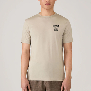 เสื้อยืดคอกลมโอเวอร์ไซส์ผ้าคอตตอนถักน้ำหนักมาก 100% สำหรับผู้ชาย ระบายอากาศได้ดี ขายส่งแบบใหม่ - Product Image 1
