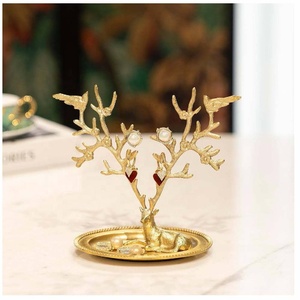 New Arrival Brass Antler Jewelry <b>Ring</b> Holder Metal Decorative Jewelry Tray Trinket Dish for <b>Rings</b> Earrings Necklaces Bracelets - Product Image 1