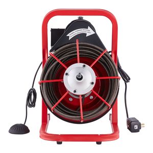 Macchina Elettrica per la Pulizia degli Scarichi da 250W, Spirale per Fognature da 75FT x 3/8 Pollici, Alimentazione Manuale, 4 Frese, Agente per Dragaggio Tubi - Product Image 2