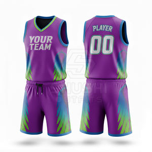 Ensemble pour jeunes unisexe avec vêtements de sport personnalisés en polyester, couleur et impression sur mesure, uniforme de basket-ball en gros - Product Image 4