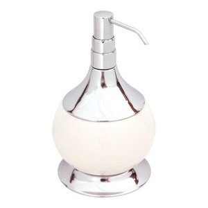 Distributeur de savon rond simple en métal avec pompe, idéal pour les restaurants, hôtels, salles de bain et comptoirs de salle de bain. - Product Image 3