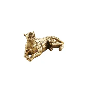 Handmade Brass Leopard Sculpture <b>Figure</b> Traditional Animal Decor for Living Room Tabletop Display - Product Image 1