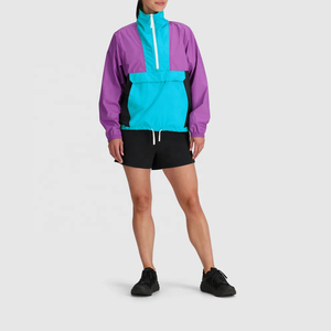 Chaqueta de Mujer con Capucha y Bloques de Color, Estilo Racer, Manga Larga, Cierre de Cremallera, Resistente al Viento, Acolchada, Ligera, Transpirable, de Algodón Estampado - Product Image 6