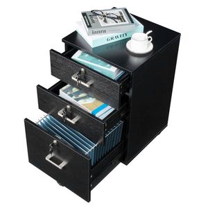 Armadietto Portadocumenti FCH a Tre Cassetti in Legno con Finitura Nera Effetto Legno, Soluzione Elegante per l'Organizzazione dell'Ufficio - Product Image 6