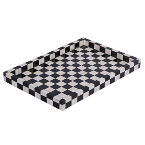 Black & White Bone Inlay Tray – Handmade Decorative Serving Tray for <b>Coffee</b> <b>Table</b>, Boho Modern Home Décor - Product Image 6