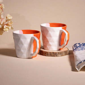 <b>Set</b> of 2 Multicolored Diamond Engraved Ceramic <b>Tea</b> <b>Cups</b> - Product Image 5