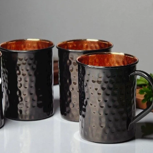 Taza Moscow Mule de Cobre con Diseño Martillado, Acabado Negro Antiguo, Asa Metálica, Estilo Vintage, Vajilla para el Hogar - Product Image 4