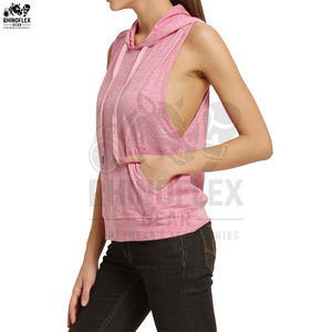Camiseta sin mangas con capucha de algodón de secado rápido para gimnasio, running, culturismo y fitness para mujer - Product Image 3