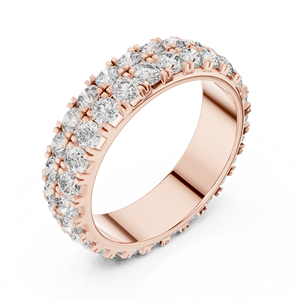 Anillo de Eternidad de Plata de Ley 925 con Moissanita, 3 Filas de Circonitas Brillantes Redondas con Engaste de Garra, Anillo de Boda para Mujer - Product Image 6
