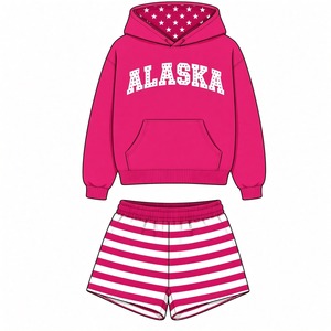 Ensemble de sweat-shirt décontracté pour femmes, vêtements de détente en coton confortables, combinaison de shorts rayés tendance, logo de marque personnalisé - Product Image 6