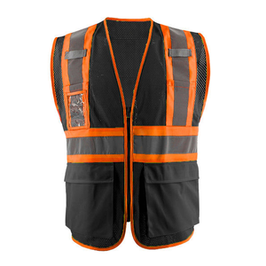 Gilet de sécurité haute visibilité pour hommes, maille réfléchissante respirante, fermeture éclair, rayures jaunes, poches, vêtements de sécurité légers - Product Image 5