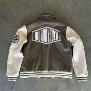 Chaqueta Varsity de Lana Personalizada al por Mayor, Estilo Hip Hop, con Forro Acolchado, Bolsillos y Botones Cubiertos, para Hombre, Uso Invernal - Product Image 2