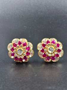 Pendientes de Plata de Ley 925 con Circonitas, Forma de Flor Rosa Nano, Joyería India para Mujer - Product Image 2