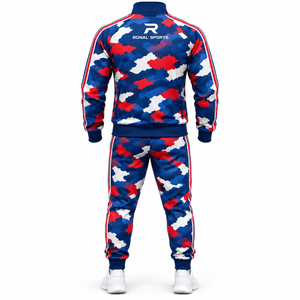 Ensemble de survêtement camouflage pour homme RONAL SPORTS, manches longues, col montant, style sportif, polyester, séchage rapide, imprimé - Product Image 2