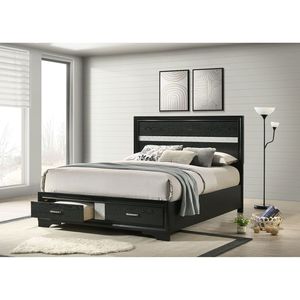 Orchid <b>Black</b> Queen <b>Storage</b> Panel <b>Bed</b> Elegant Up-Holstered <b>Bed</b> with <b>Storage</b> Features - Product Image 1