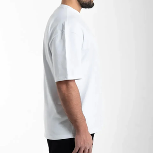 เสื้อยืดคอกลมแขนสั้นทรงปกติผ้าฝ้าย 100% ย้อมสีพื้นเรียบ สำหรับผู้ชายจาก Clush Industries สไตล์วินเทจสตรีทแวร์เนื้อผ้าหนา - Product Image 3