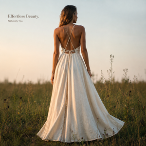 Robe longue en coton tissé à taille naturelle |   Robe d'été décontractée légère pour femme, style bohème, sans manches, col en V, coupe trapèze, idéale pour la plage et les festivals - Product Image 4