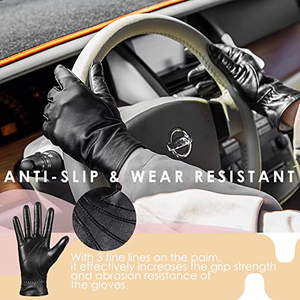 Gants d'hiver unisexes en peau de mouton, élégants, épais, compatibles écran tactile, antidérapants, coupe-vent, à doigts complets, pour le sport et le cyclisme en extérieur (vente en gros) - Product Image 6