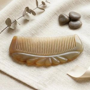 Peine de cuerno de búfalo rectangular, antiestático, de dientes anchos, hecho a mano, de dientes lisos, ecológico, herramienta de belleza, artesanía curiosa a granel - Product Image 3