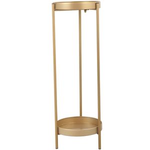 Support de plantes pliable moderne à 2 niveaux en métal, polyvalent pour plantes en pot d'intérieur/extérieur avec 2 plateaux ronds, tables de chevet dorées - Product Image 2