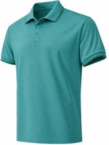 Camiseta de Manga Corta para Hombre, Color Verde Azulado Sólido, Algodón Jersey, Logotipo Frontal, ODM, Corte Regular Informal, Transpirable, para Uso Diario - Product Image 6