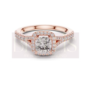 Anillo de compromiso con halo de diamantes de formas variadas y banda pavé, joyería fina clásica para mujer, ideal para regalo y fiesta al por mayor. - Product Image 3