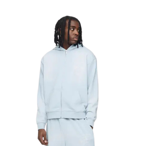 Sudadera con capucha para hombre, personalizada, de corte holgado, con cremallera, gráfico tonal en la espalda, frente liso, capucha sin cordón, estilo streetwear relajado, Lanisters - Product Image 1