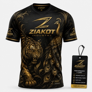 ZIAKOT industry New design Men's Custom Red Black-White 3D Pattern Design Abstract Brush Stroke Performance <b>T</b>-<b>Shirt</b> - Product Image 3