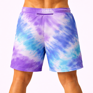 Pantalones Cortos de Verano para Hombre con Estampado Tie Dye, de Secado Rápido, de Poliéster, Casuales de Playa, con Cintura Elástica y Cordón Ajustable, Fabricación de Marca Privada - Product Image 6