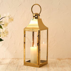 Modern <b>Gold</b> Metal Glass Candle <b>Lantern</b> with <b>Gold</b> Handle Decorative <b>Lantern</b> for Indoor Outdoor Home Wedding table top Decor Gift - Product Image 4