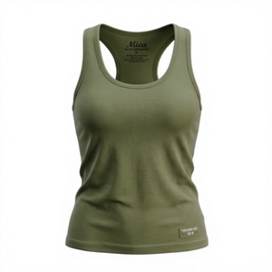 Camisetas sin mangas deportivas casuales para mujer con logo personalizado OEM, sin mangas, con etiqueta de transferencia térmica, de poliéster tejido. - Product Image 3