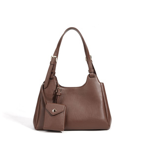 Multi-Functional Genuine <b>Leather</b> Tote <b>Bag</b> with Open and Zipper Closure Women's Shoulder Crossbody Handbag - Product Image 1
