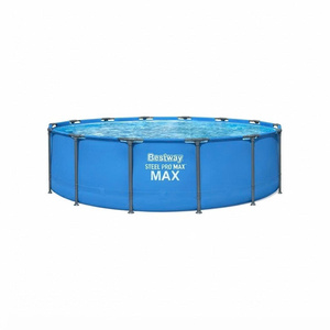 Piscine hors sol ronde de 14 pieds x 42 pouces avec structure métallique, installation facile, piscine uniquement, bleue - Product Image 1