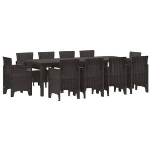 Juego de comedor de jardín de polipropileno marrón de 11 piezas - Product Image 1