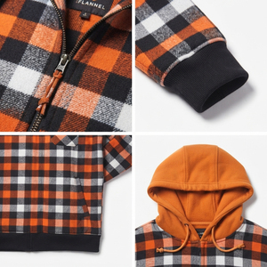 Men's Plaid Full Zipper Hoodie Relaxed Fit Casual Checked Hoodie Breathable Cotton Hooded Zipper <b>Top</b> Men <b>Flannel</b> Zip-Up Hoodies - Product Image 6