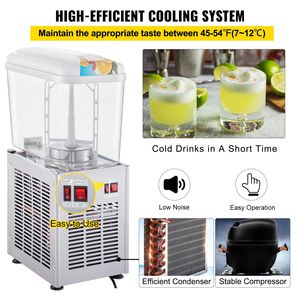 Dispenser per Bevande Commerciale da 4,8 Galloni con 1 Serbatoio in Acciaio Inox di Grado Alimentare da 200W per Bevande Fredde - Product Image 5