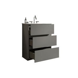 Mobile bagno moderno TIA da 24 pollici grigio con lavabo, 3 fori per rubinetteria, ampio spazio contenitivo, mobiletto da terra singolo - Product Image 4