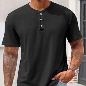 <b>Men</b>’s Short Sleeve <b>Henley</b> Shirt, Slim Fit Stretch T-Shirt, Casual Button Neck Gym <b>Top</b> for Workout Training and Everyday Wear - Product Image 2