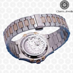 Montre de luxe Charm Jewells en acier inoxydable pour homme, mouvement mécanique analogique, boîtier de 42 mm, bracelet de 20 mm, fermoir pliant, date automatique, étanche - Product Image 3