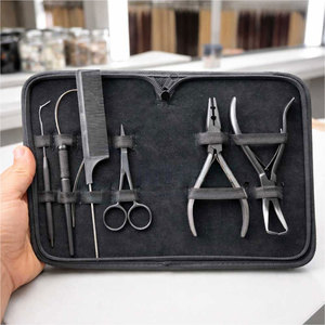 Kit d'outils professionnels en acier inoxydable pour extensions de cheveux, ensemble de pinces à perles pour l'installation d'extensions de cheveux I Link et Micro Ring - Product Image 1
