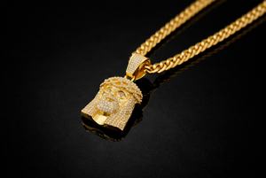 Premium Pendant <b>Necklace</b> with Rope <b>Chain</b> Hip Hop Jesus Piece Iced Out 10K 14K Gold Silver Statement Jewelry Gift - Product Image 3
