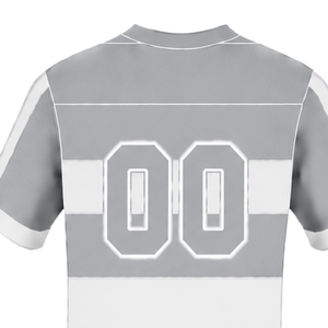 Camiseta de Rugby de Manga Corta Gris Claro y Blanca, Cuello Redondo, Rayas, Ropa Deportiva para Entrenamiento, Partido, Equipo - Product Image 4
