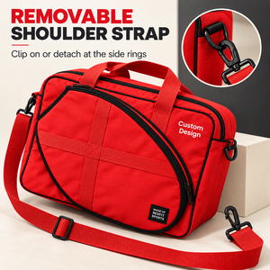 Sac de raquette de squash sur mesure avec grande poche avant incurvée zippée et bandoulière amovible - Product Image 3