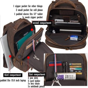 Mochila Ligera de Cuero Genuino para Hombre y Mujer, Gran Capacidad, Bolsa para Portátil, Elegante Mochila de Viaje con Cierre y Múltiples Bolsillos - Product Image 3