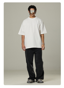 <b>Men's</b> Plain Cotton T-Shirt Short Sleeve O-Neck Regular Fit Casual Solid Color Knitted Breathable Wear - Product Image 3