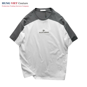 Venta al por mayor de lujo de calidad personalizado logotipo bordado de algodón de las mujeres de los hombres de la caída del hombro pesado camiseta de gran tamaño - Product Image 3