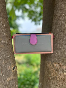 กระเป๋าคลัทช์หนังแท้สำหรับผู้หญิง, กระเป๋าคลัทช์หนังแท้สีรุ้งแบบนำกลับมาใช้ใหม่ทันสมัย - Product Image 2