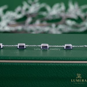 Bracelet élégant en diamant de laboratoire taille émeraude serti clos, chaîne à maillons délicats et design de bijoux fins minimalistes pour fille - Product Image 2