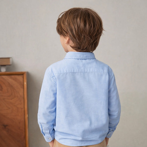 Chemise à manches longues pour enfants personnalisée, 100% coton <span class=keywords><strong>blanc</strong></span>, 2-8 ans, garçons, chemises Oxford décontractées à boutons, OEM ODM en gros - Product Image 2